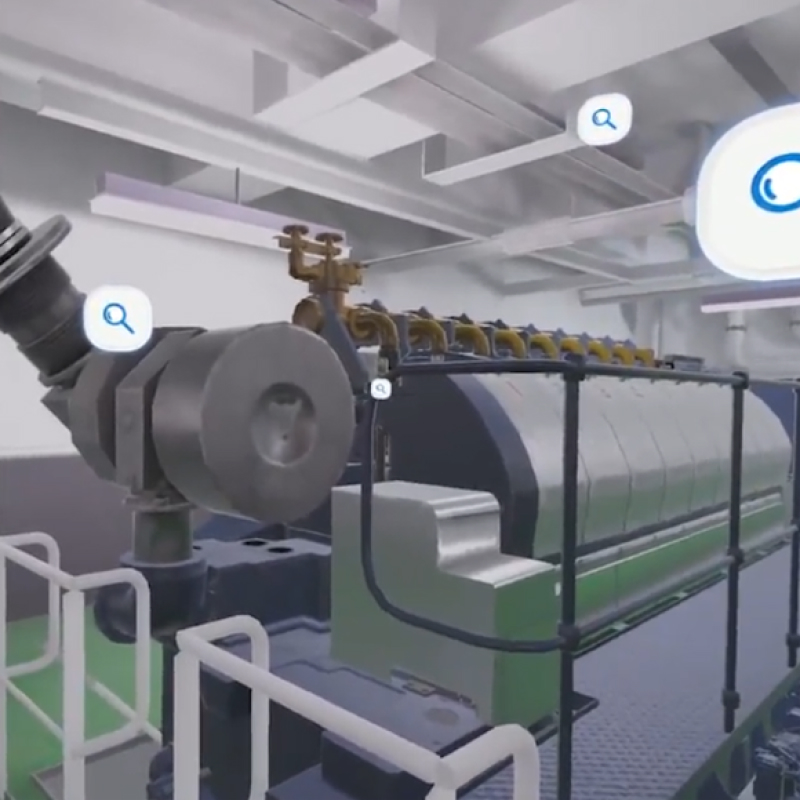 XR 엔진 정비 시뮬레이터 – 선박 엔진 정비 교육 장비, VR에서 실물 크기 부품을 활용한 안전한 사전 훈련, 인젝션 밸브 및 펌프 정비 학습 포함