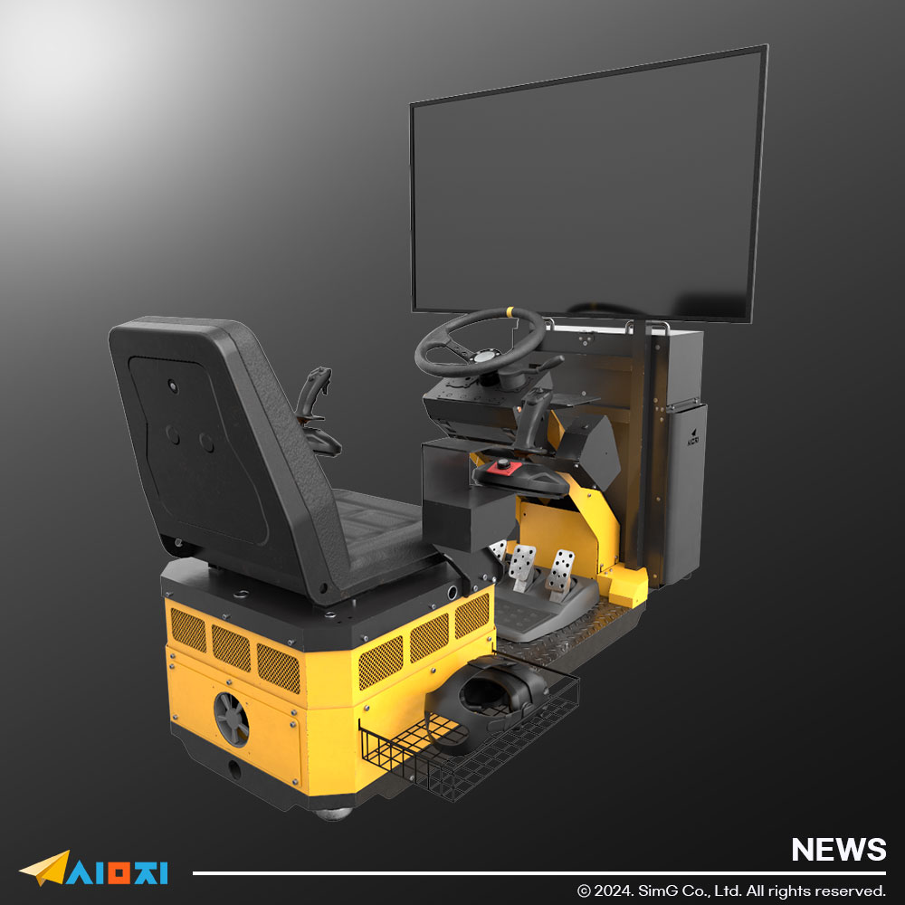 Hình ảnh máy mô phỏng máy xúc dạng thực tế ảo (VR)